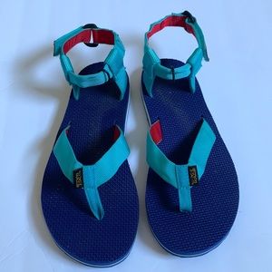 Teva Ankle Strap Flip Flop Sandal Blue Red GUC Womens 9